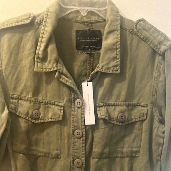 Anthropologie Sanctuary Military Frill Peplum Linen Blend Army Green Jacket  NEW - Picture 8 of 16